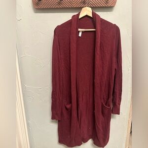 Leith Deep Red Open Front Cardigan